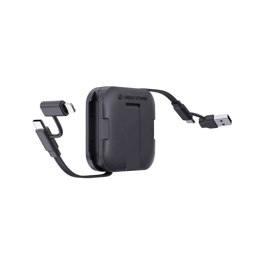 Telefoonstandaard met intrekbare laadkabel 100W, zwart