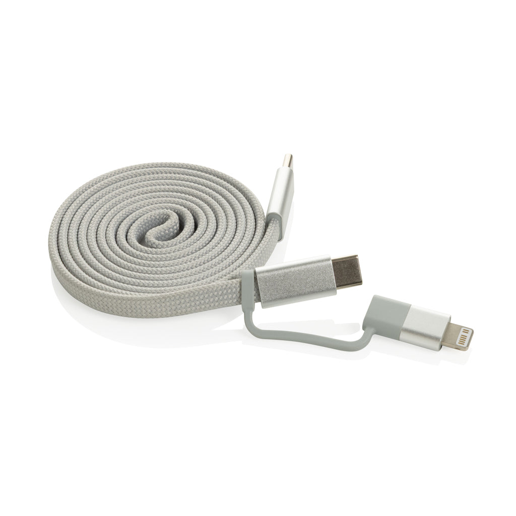 Ultradunne magnetische laadkabel 60W, 2-in-1, grijs