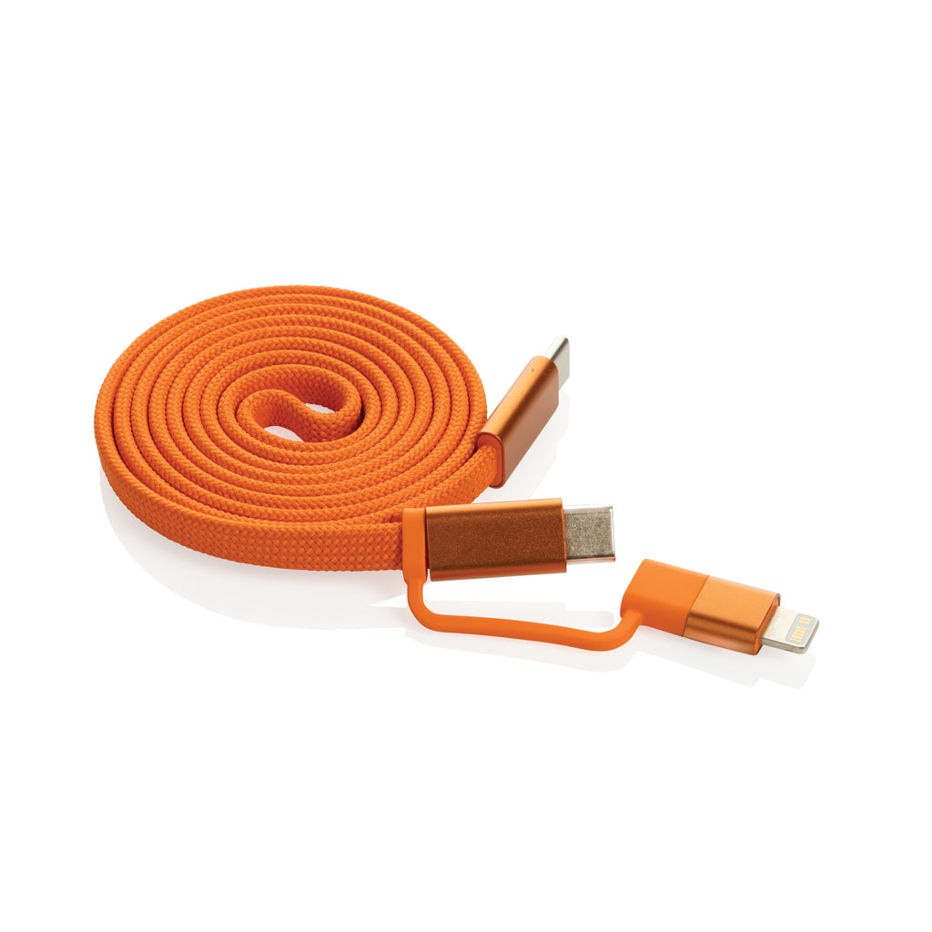Ultradunne magnetische laadkabel 60W, 2-in-1, oranje