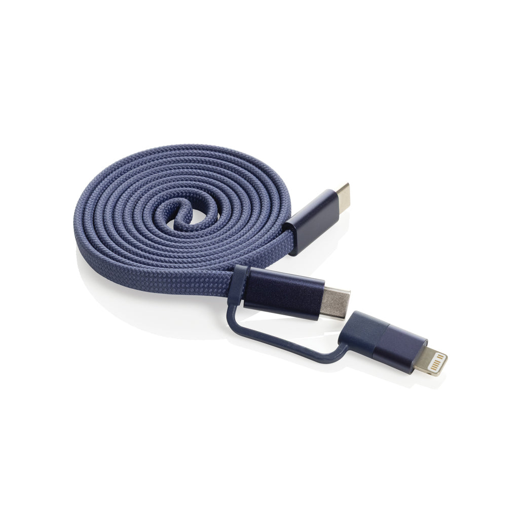 Ultradunne magnetische laadkabel 60W, 2-in-1, blauw