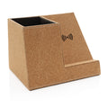 Pennenhouder met draadloze oplader 5W, van kurk, khaki
