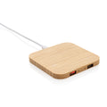 Draadloze oplader 10W van bamboe met 2 USB-poorten, bruin