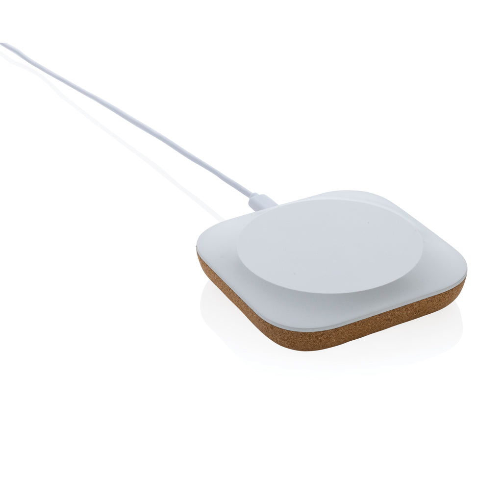 Draadloze oplader 10W met kurk, incl. laadkabel, bruin