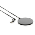 Draadloze oplader 10W met dubbele aansluitkabel, zwart