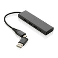 Aluminium USB-hub met 3 USB-A-poorten en type C, grijs