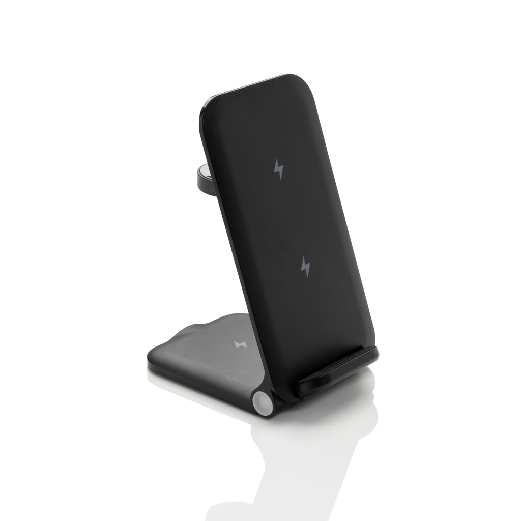 Vouwbare 3-in-1 oplaadstandaard, 51% gerecycled, zwart