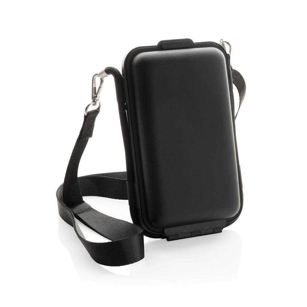 Hardshell reisetui met telefoonvak en nekkoord, zwart
