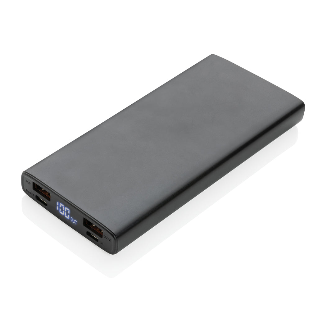 Aluminium powerbank 10.000 mAh met 18W PD-uitgang, zwart
