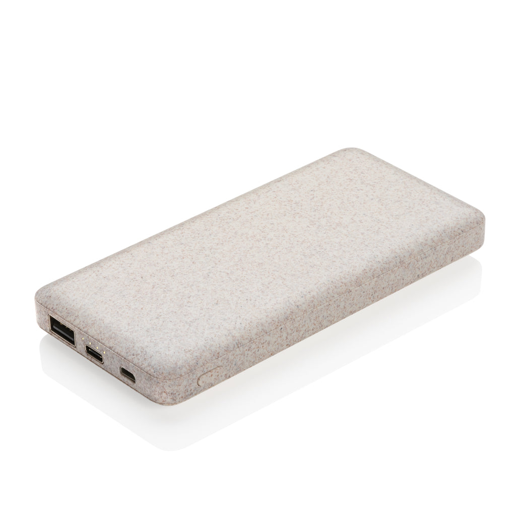 Powerbank 10.000 mAh van tarwevezel, ultra plat, khaki