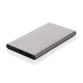 Platte powerbank 4.000 mAh van gerecycled aluminium en kunststof, antraciet