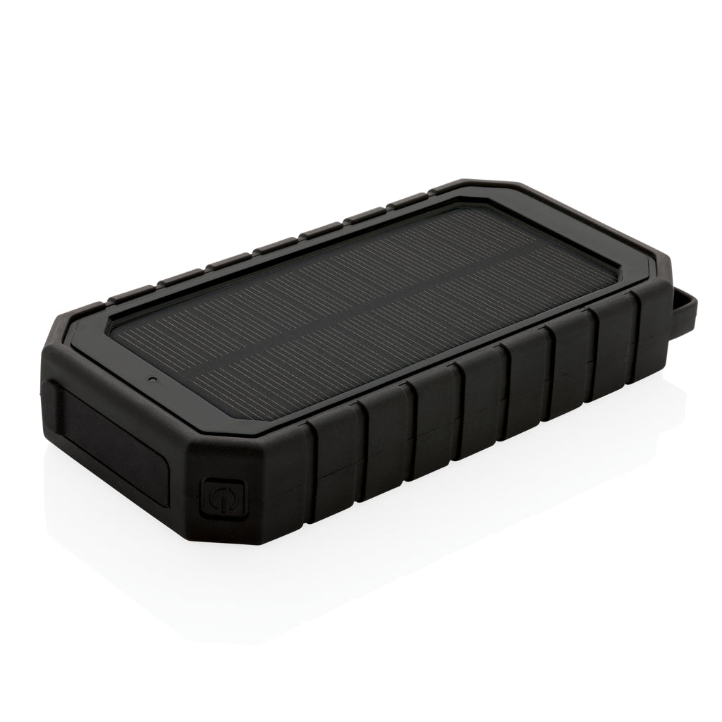 Zonne-powerbank 10.000 mAh, 10W draadloos, met zaklamp, zwart