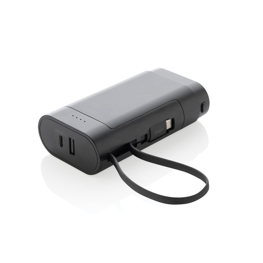 Powerbank 10.000 mAh met uitneembare batterij voor recycling, zwart