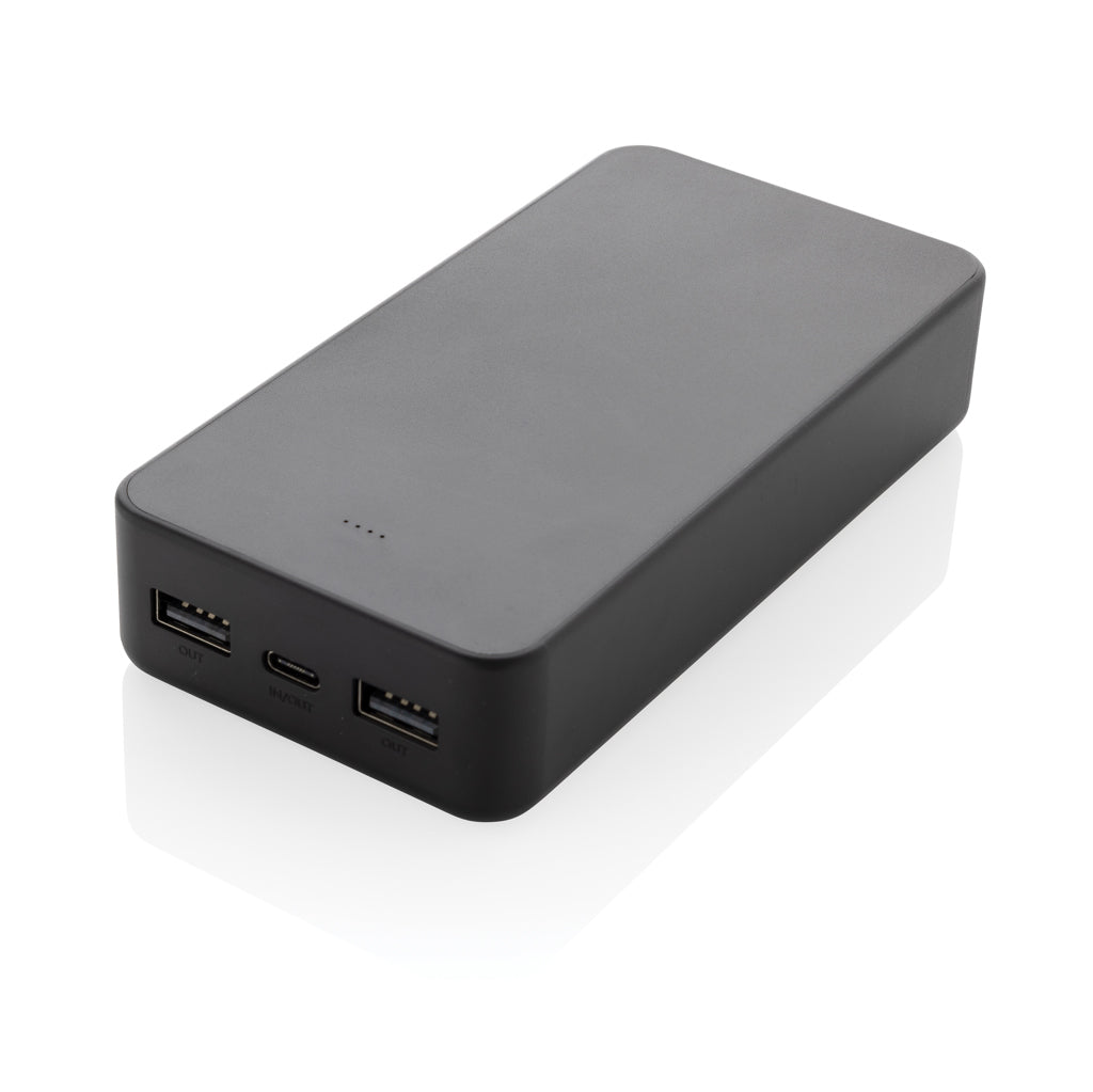 Powerbank 20.000 mAh met drie uitgangen voor gelijktijdig opladen, zwart