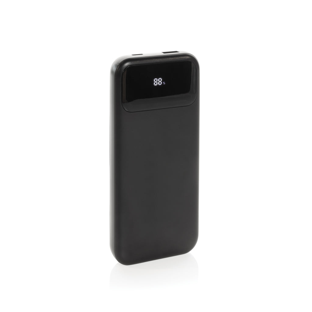 Powerbank 10.000 mAh met ingebouwde type C- en lightningkabel, zwart