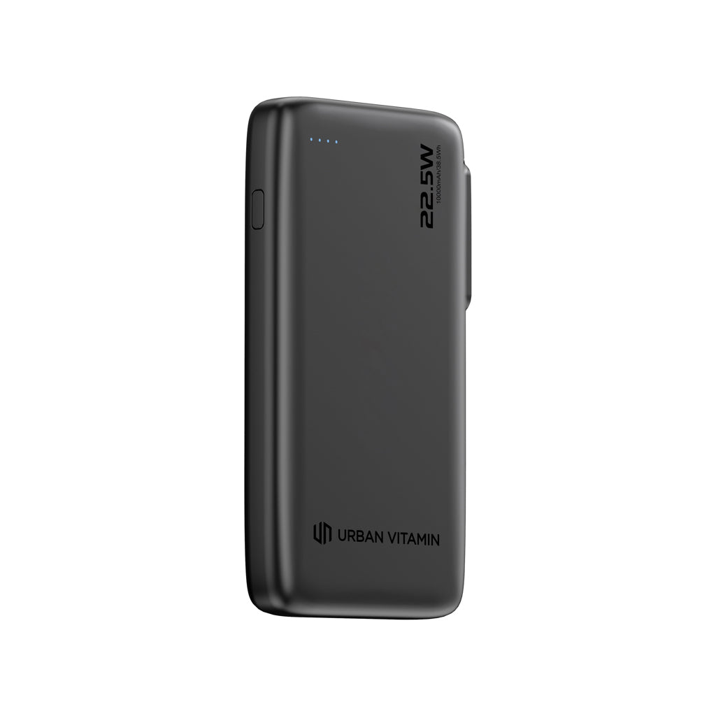 Powerbank 10.000 mAh met intrekbare USB-C-kabel van 70 cm, zwart