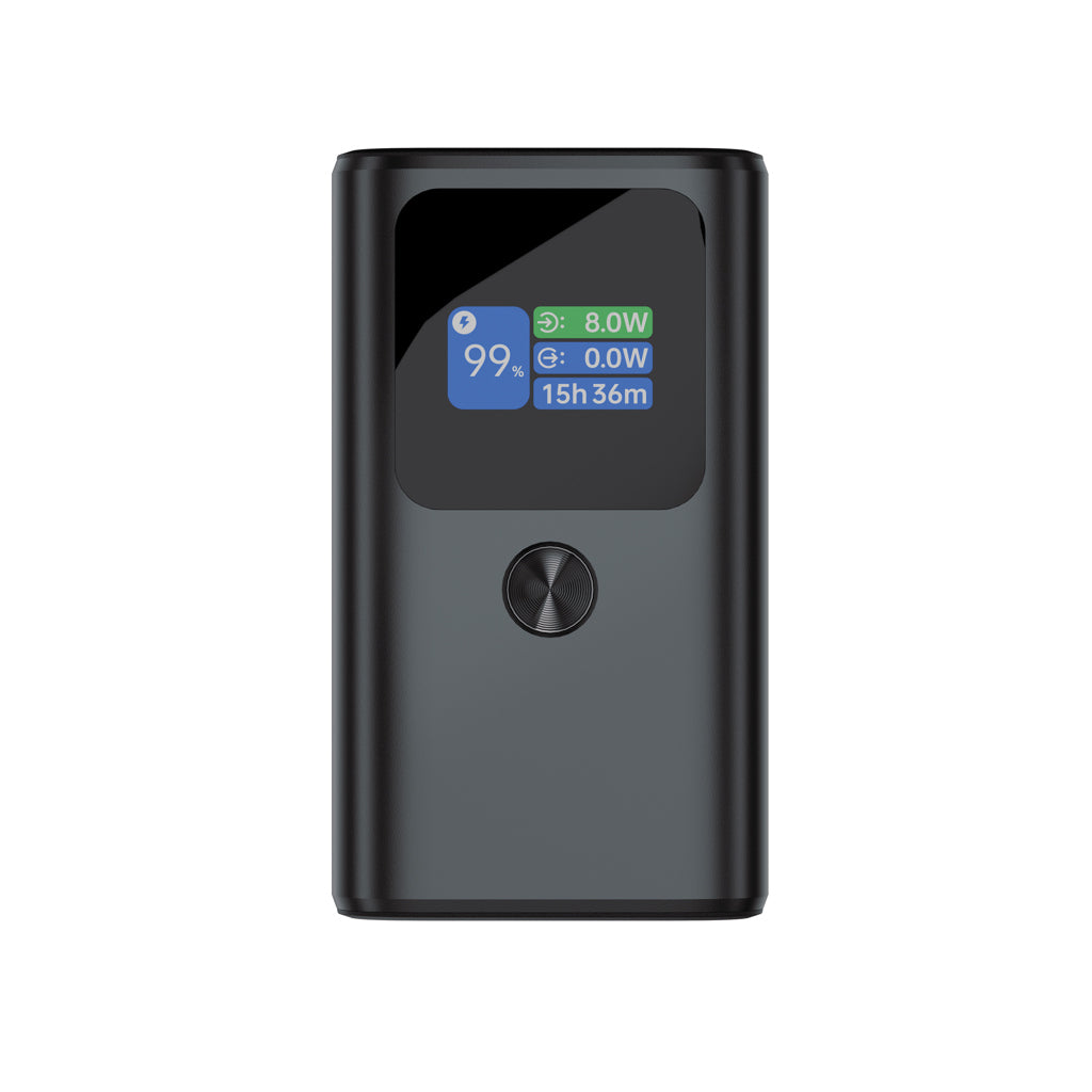 Powerbank 10.000 mAh met TFT-display en 55W, zakformaat, grijs