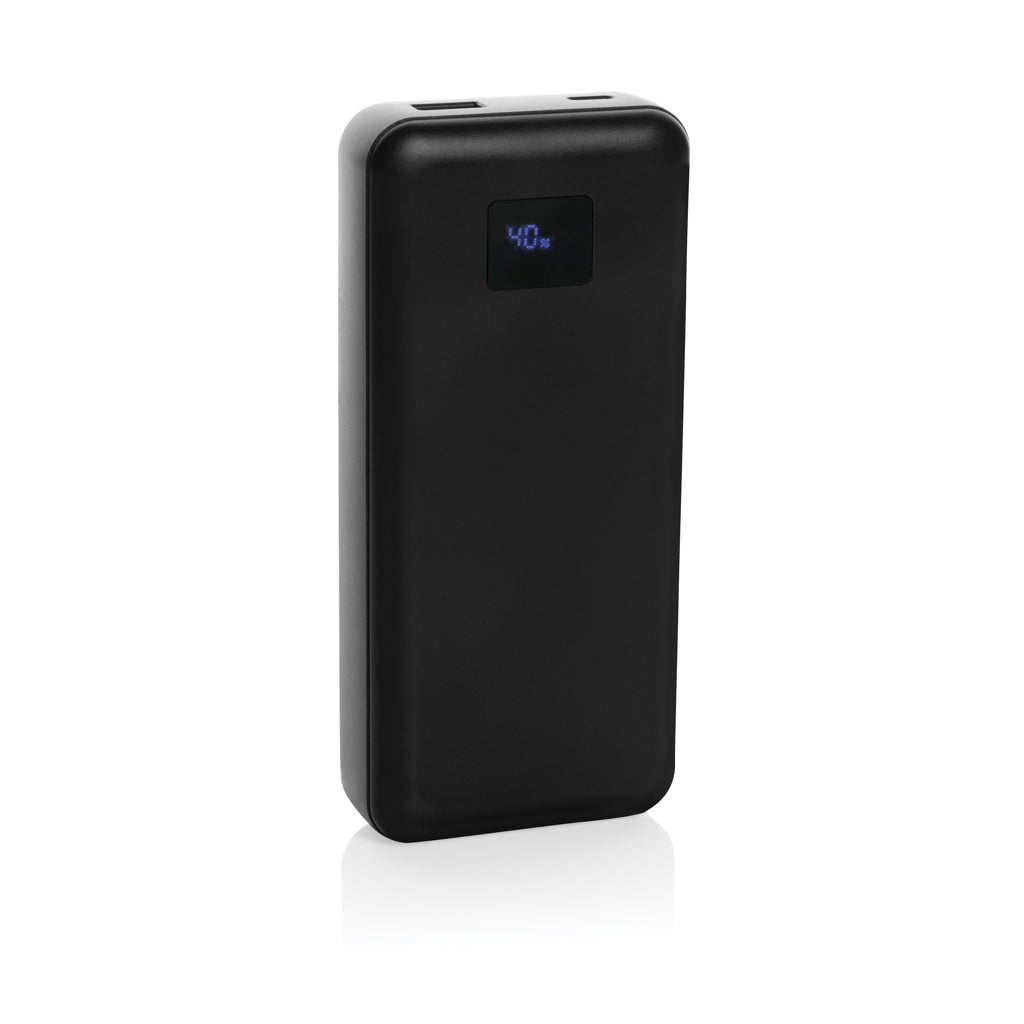 Powerbank 20.000 mAh met 65W voor laptop, ingebouwde kabels, zwart
