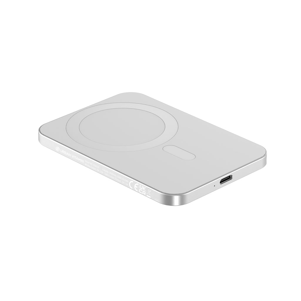 Magnetische powerbank 3.000 mAh met 7,5W draadloos opladen, zilver