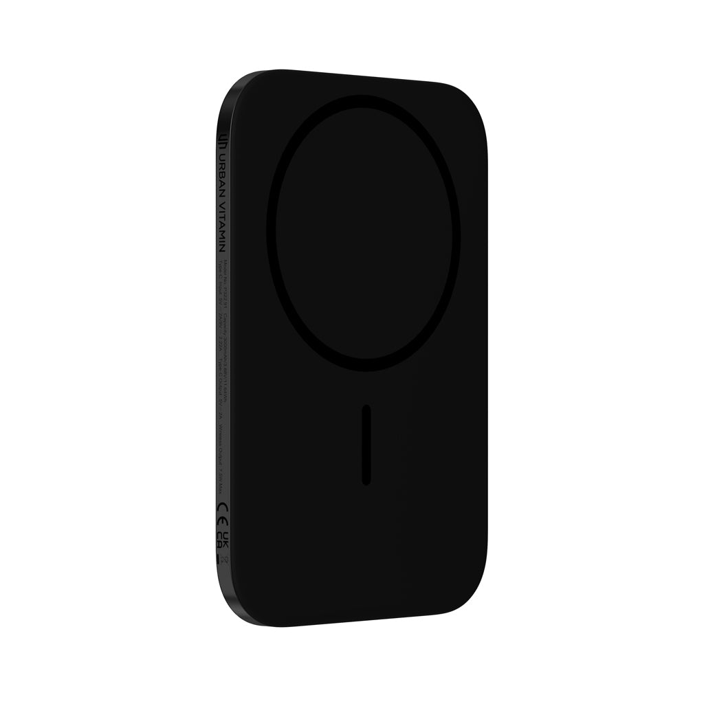 Ultradunne magnetische powerbank 3.000 mAh, 4 mm dik, zwart