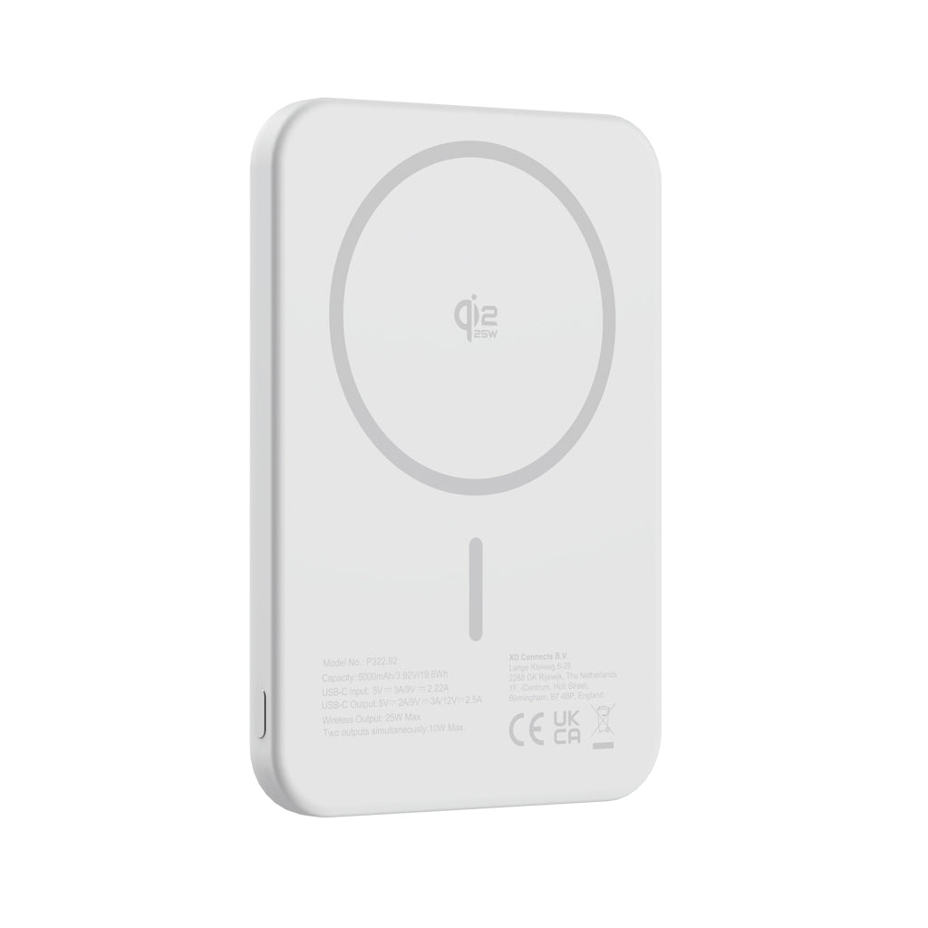 Magnetische powerbank 5.000 mAh met Qi2.2 25W laden, zilver