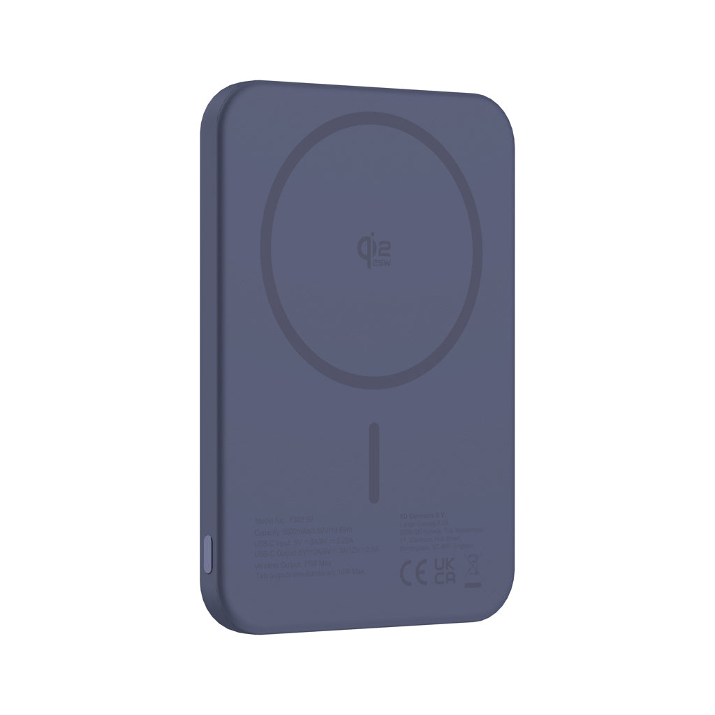 Magnetische powerbank 5.000 mAh met Qi2.2 25W laden, blauw