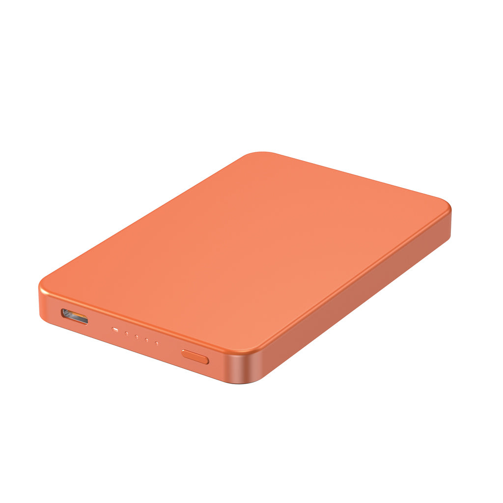 Magnetische powerbank 5.000 mAh met 15W draadloos laden, oranje