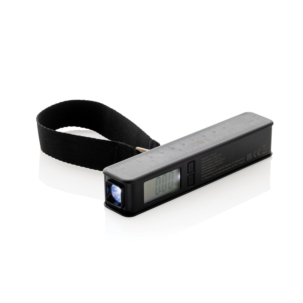 5-in-1 reisgadget met weegschaal, powerbank en zaklamp, zwart