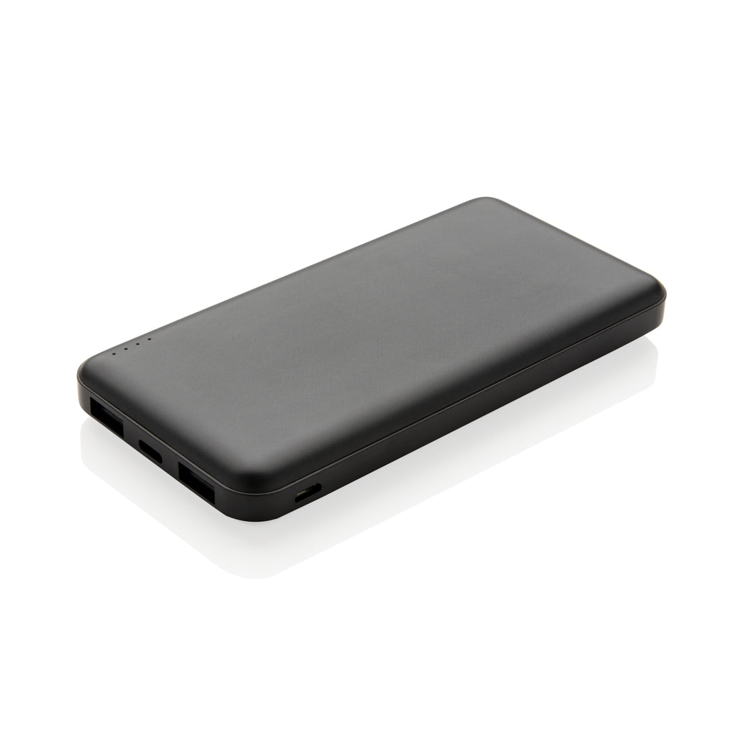 Zakformaat powerbank 10.000 mAh met dubbele USB-poort, zwart