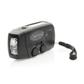 Noodradio met zonnepaneel en handslinger, gerecycled plastic, zwart