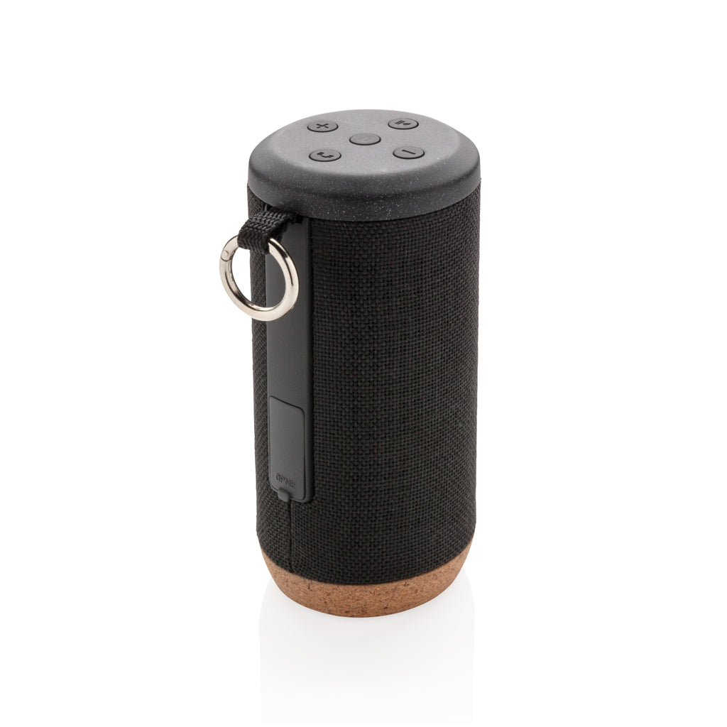 Speaker 10W van stof en kurk, IPX5 waterbestendig, zwart