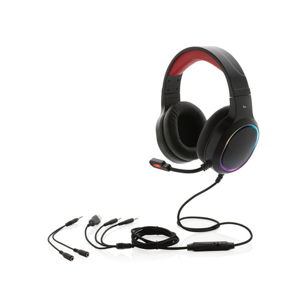 Gamingheadset met RGB-verlichting en lage latentie, zwart
