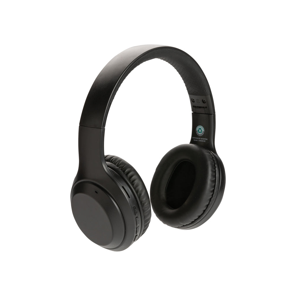 Opvouwbare hoofdtelefoon, 65% gerecycled plastic, zwart
