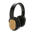 Opvouwbare hoofdtelefoon met bamboe details, 66% gerecycled, zwart