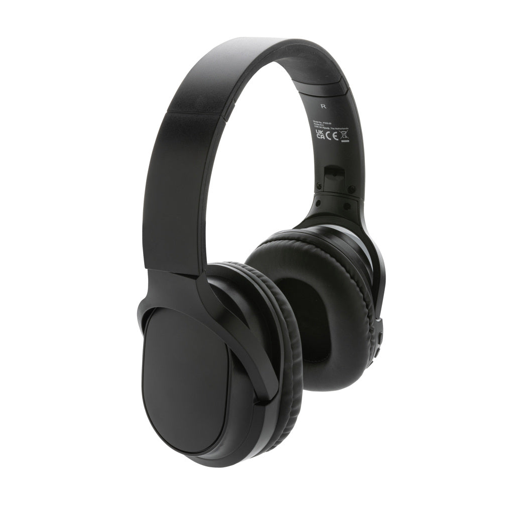 Opvouwbare hoofdtelefoon, 71% gerecycled plastic, zwart