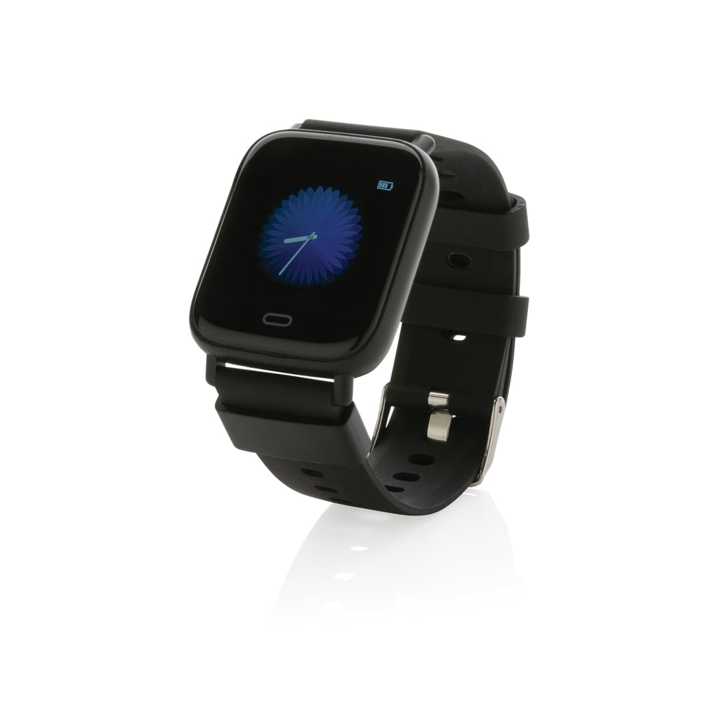 Smartwatch met touchscreen, 31% gerecycled materiaal, zwart