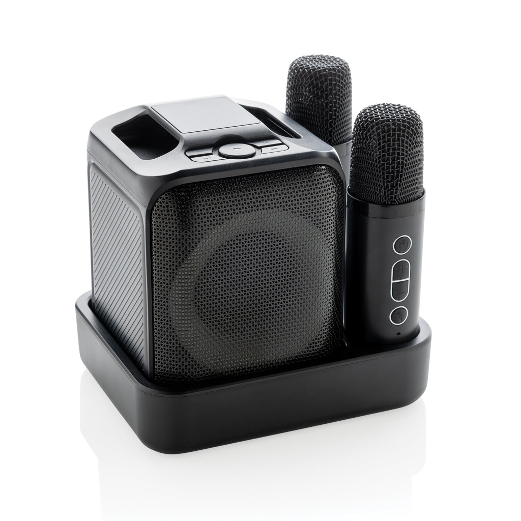 Karaokeset met 2 microfoons en oplaadstation, zwart