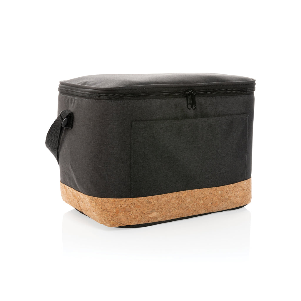 XL koeltas van 50% gerecycled polyester met kurkdetail, zwart