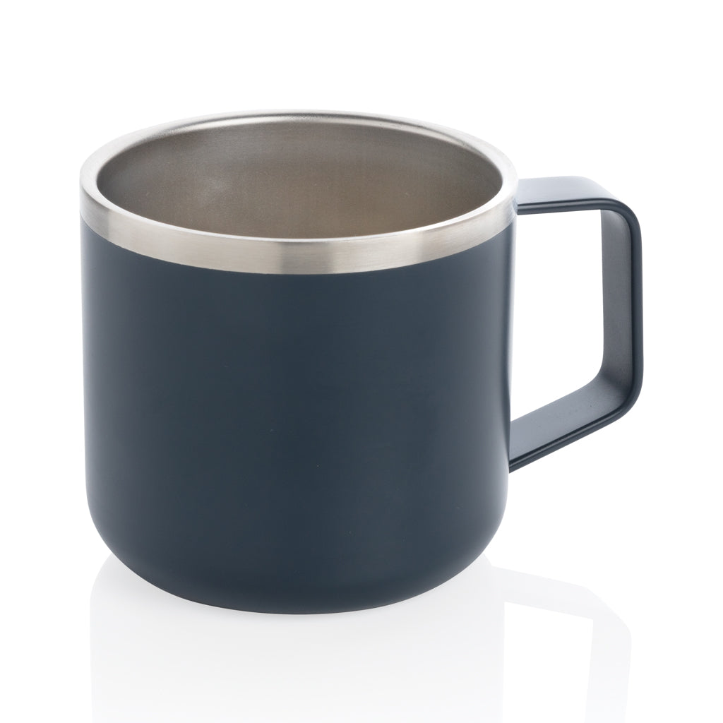 Kampeerbeker 350 ml van roestvrij staal, dubbelwandig, blauw
