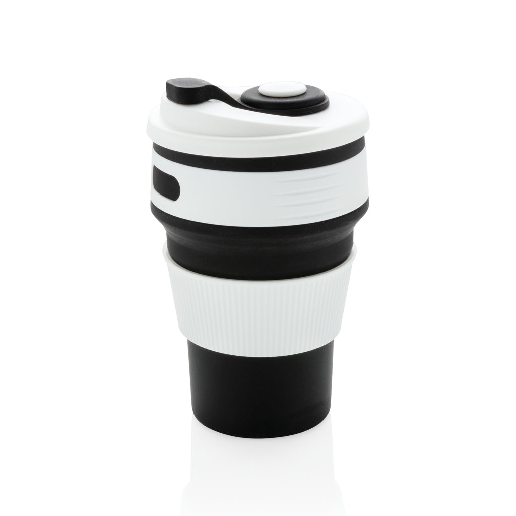 Opvouwbare beker 350 ml van siliconen, zwart