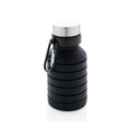 Opvouwbare siliconen fles 550 ml met schroefdop en karabijnhaak, zwart