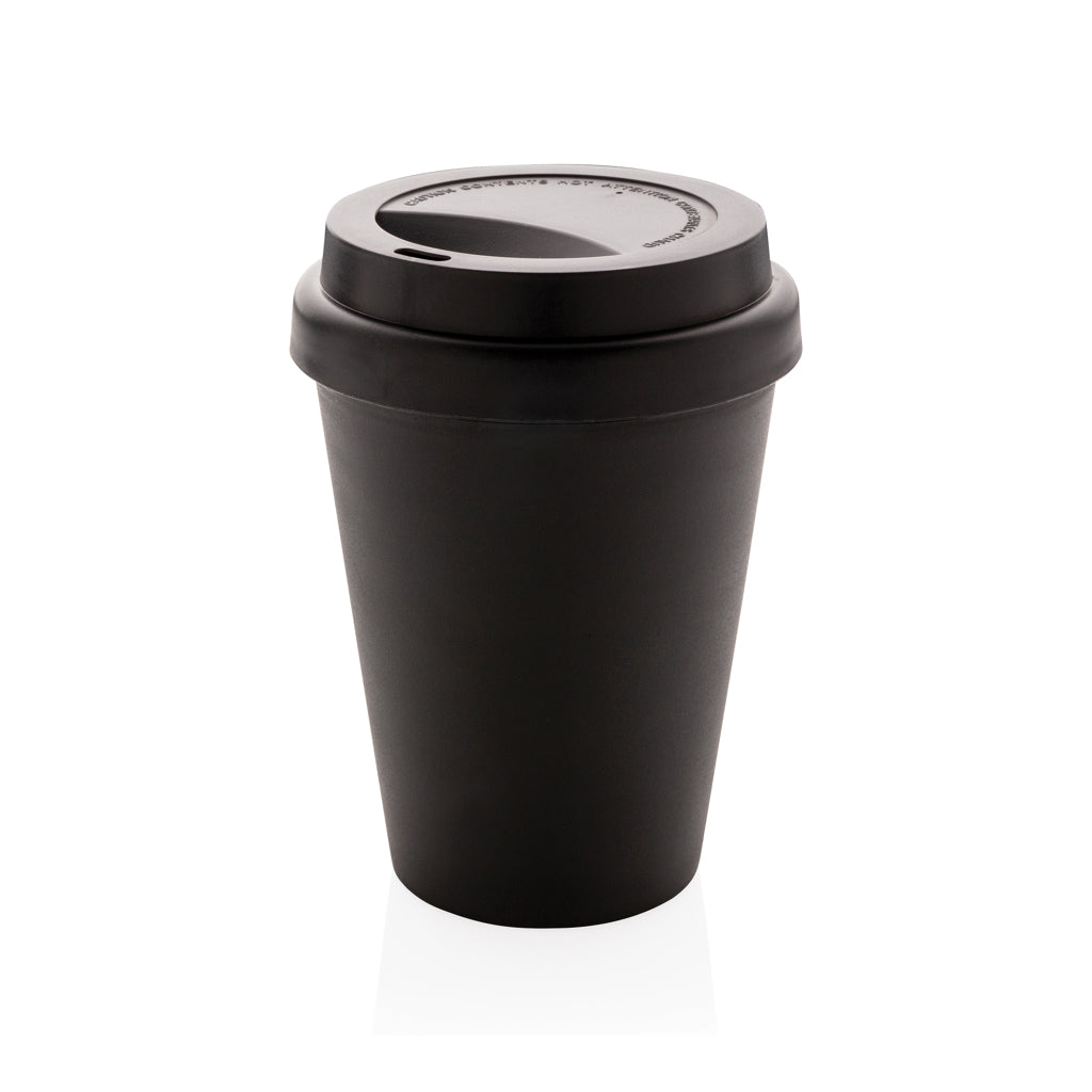 Herbruikbare dubbelwandige koffiebeker 300 ml met schroefdeksel, zwart