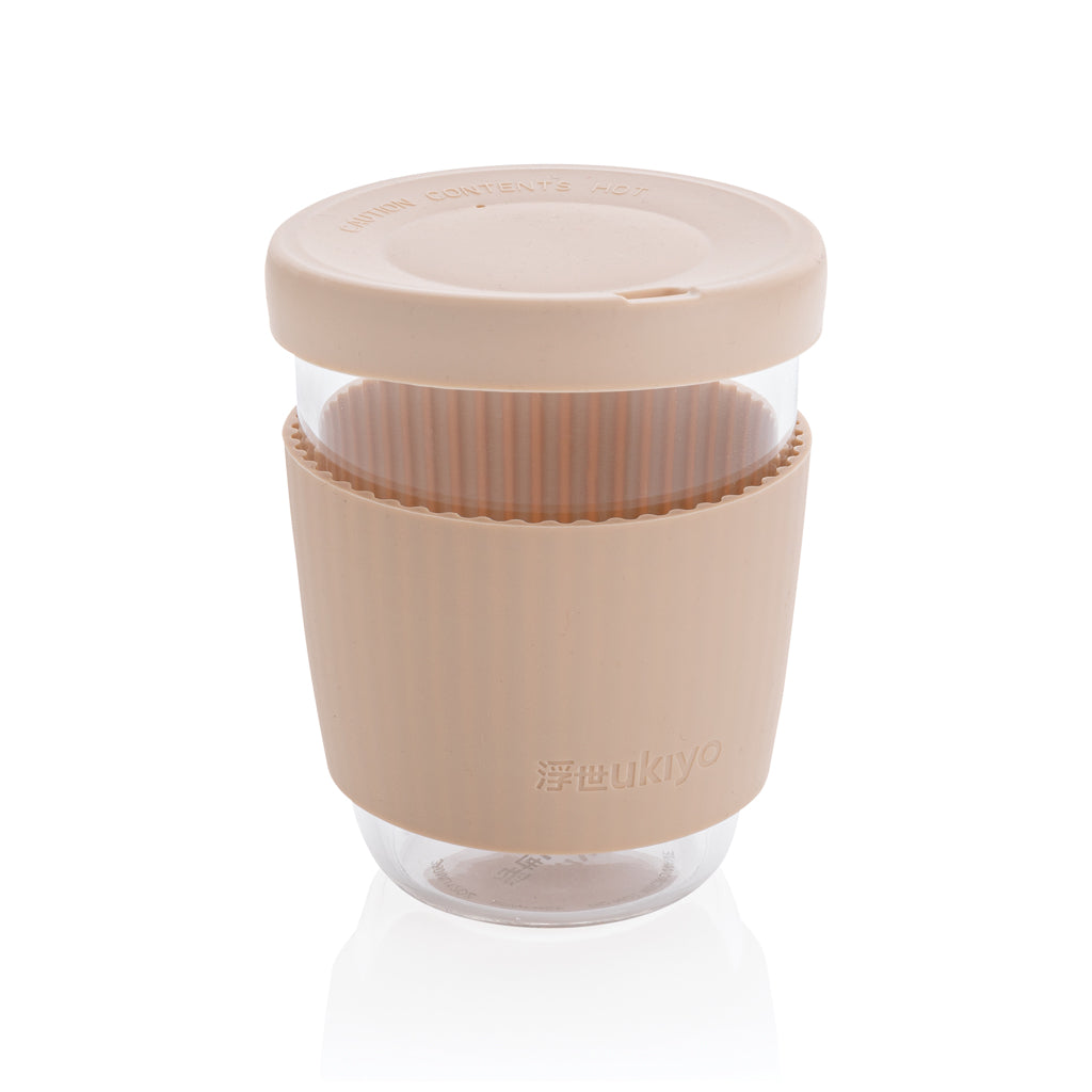 Borosilicaatglas 360 ml met siliconen deksel en sleeve, bruin