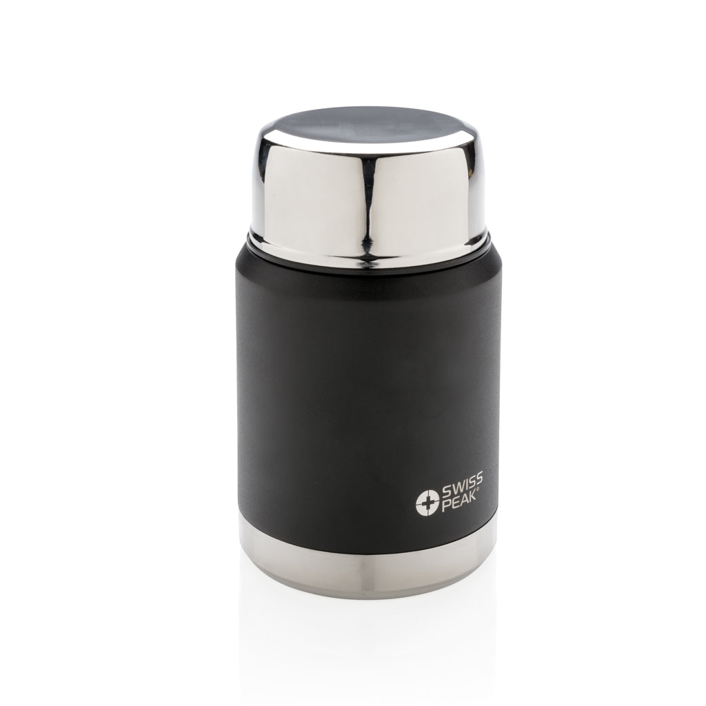 Voedselcontainer 500 ml met koperen binnenwand, incl. lepel, zwart