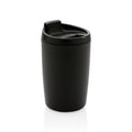 Beker 300 ml met klapdeksel van gerecycled PP, zwart