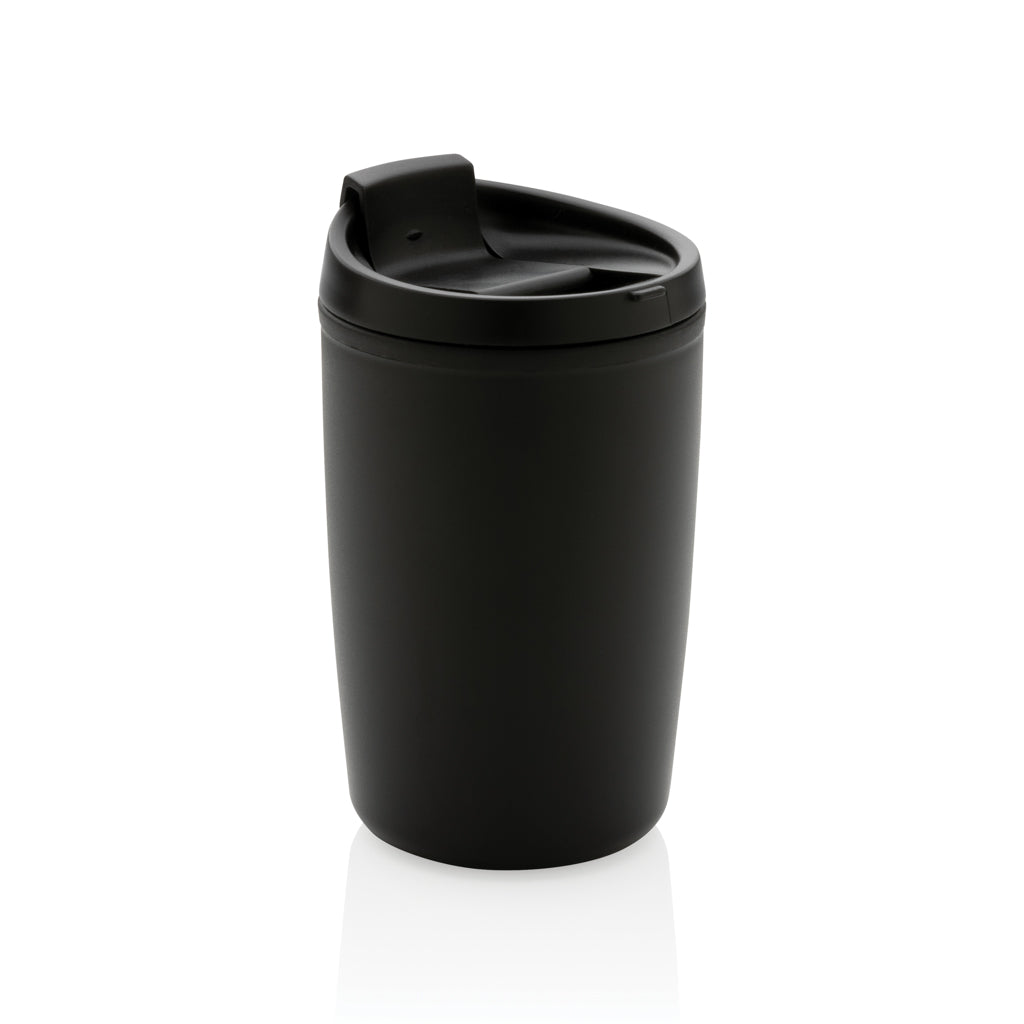 Beker 300 ml met klapdeksel van gerecycled PP, zwart
