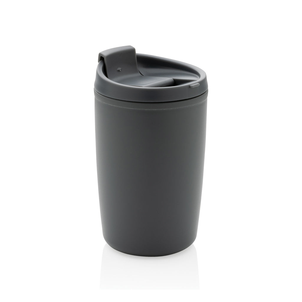 Beker 300 ml met klapdeksel van gerecycled PP, grijs