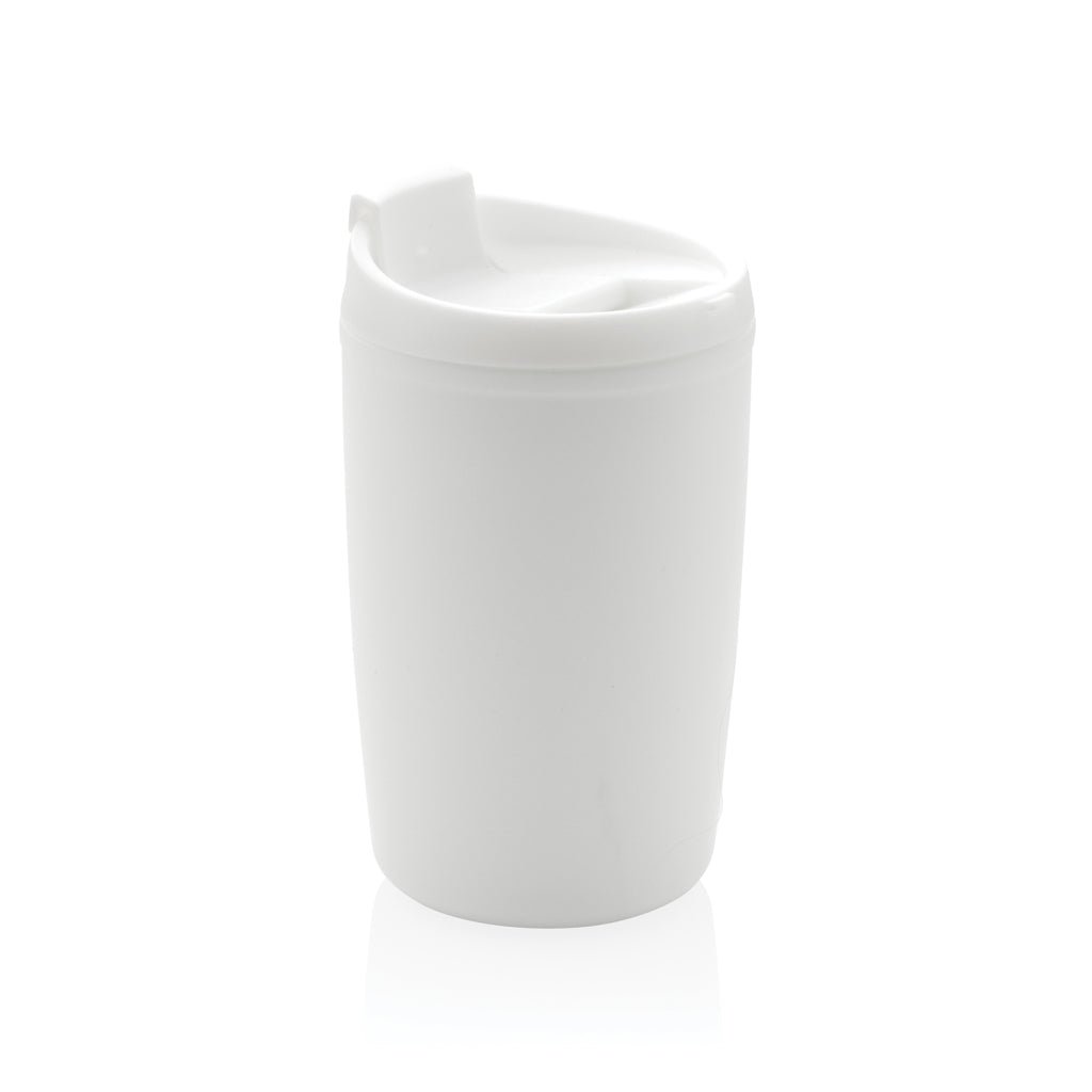 Beker 300 ml met klapdeksel van gerecycled PP, wit