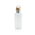 Drinkfles 680 ml van gerecycled PET met bamboe dop, transparant
