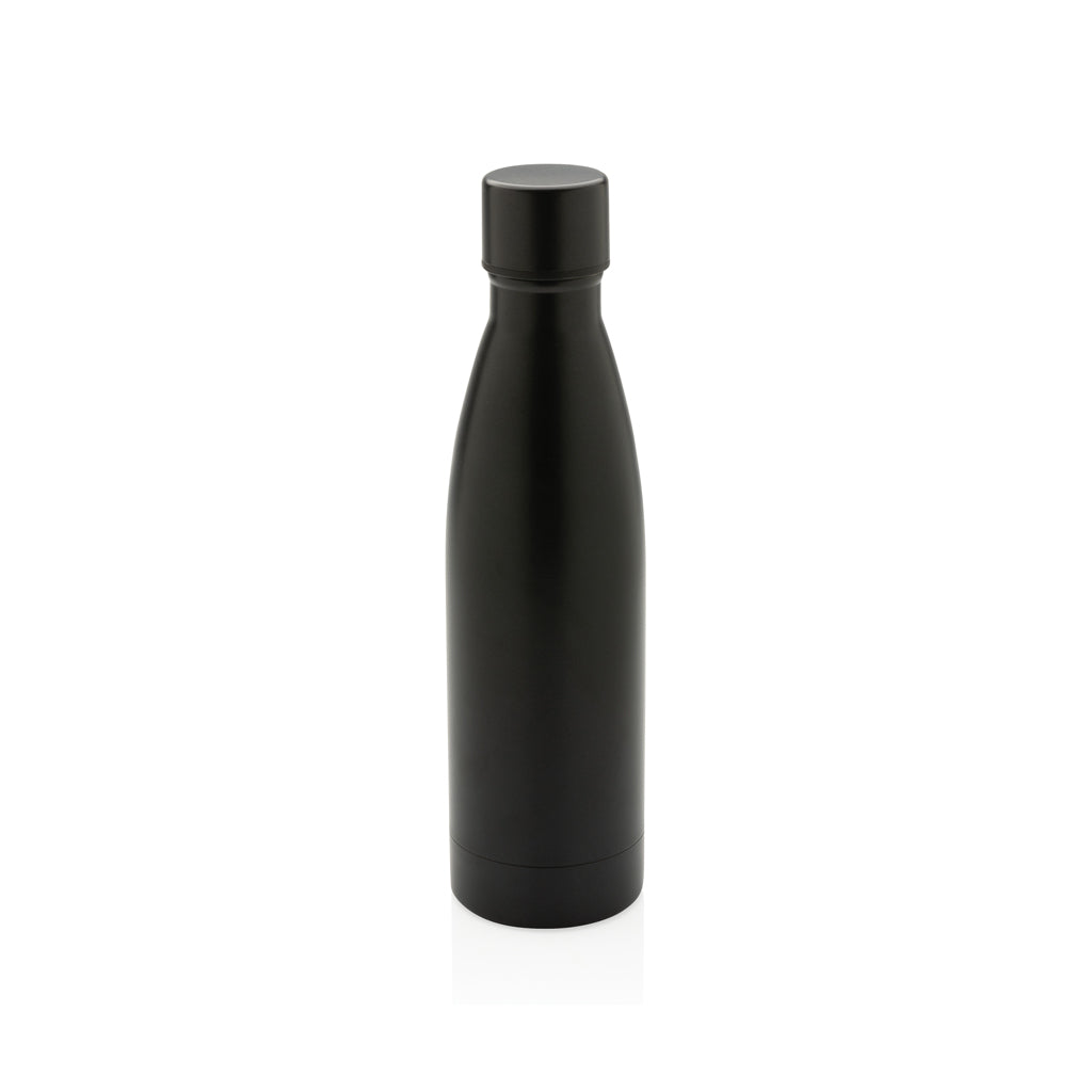 Vacuümfles 500 ml, unikleur, gerecycled RVS, zwart