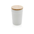 Beker 300 ml van gerecycled PP met bamboe deksel, wit